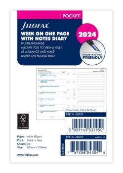 Picture of WEEK ON ONE DAY PAGE DIARY WITH NOTES 2024 POCKET