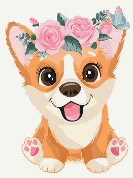 Picture of PAINT BY NUMBERS CORGI IN A WREATH WRAPPED